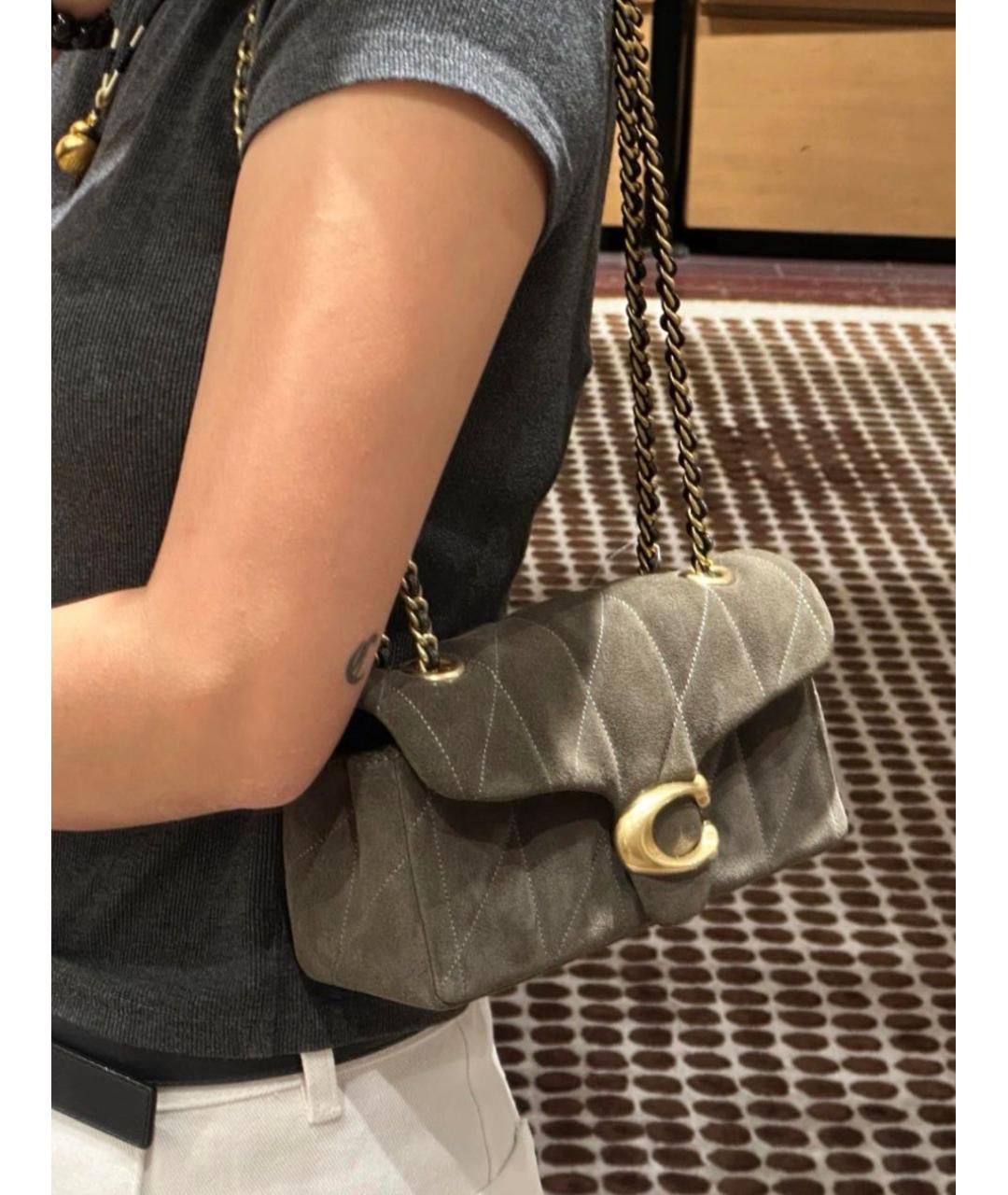 COACH Хаки замшевая сумка через плечо, фото 7