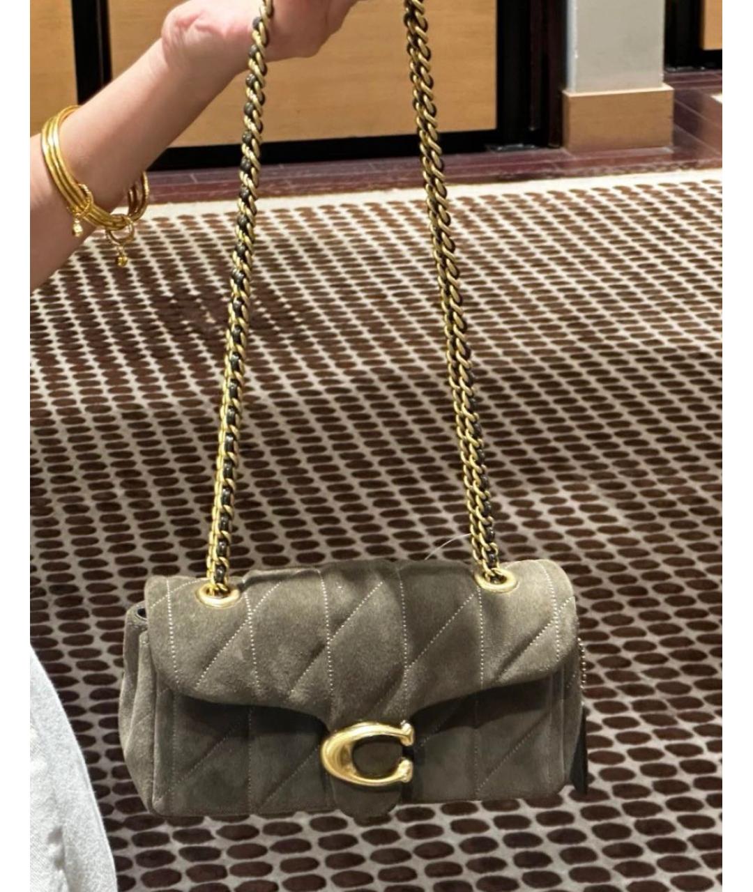 COACH Хаки замшевая сумка через плечо, фото 6