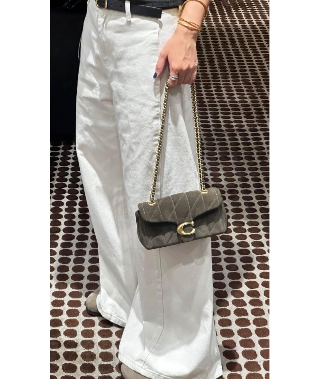 COACH Хаки замшевая сумка через плечо, фото 8