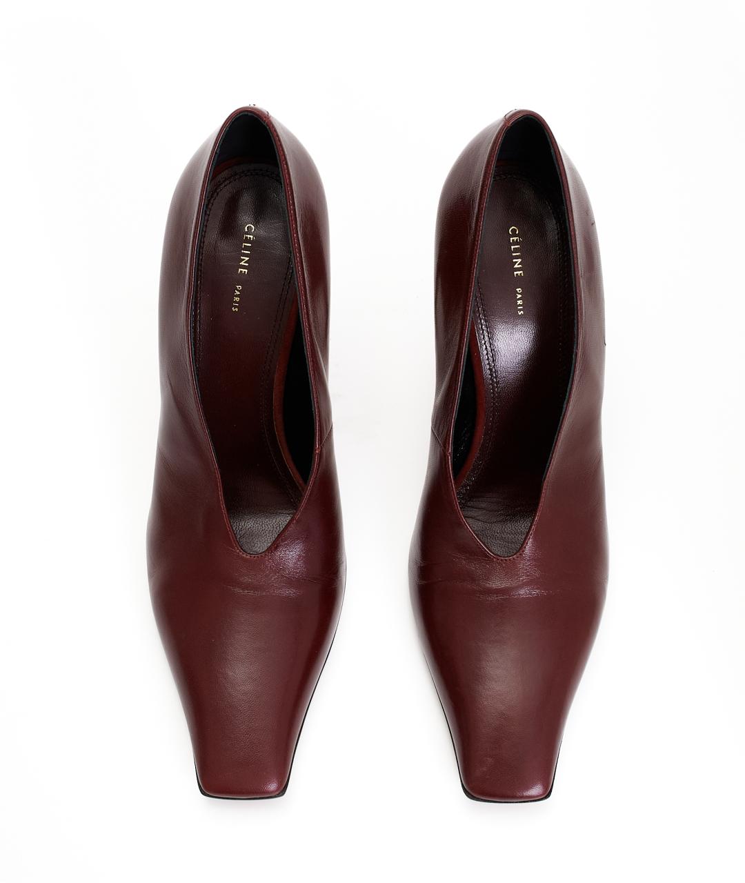 CELINE Бордовые кожаные туфли, фото 6