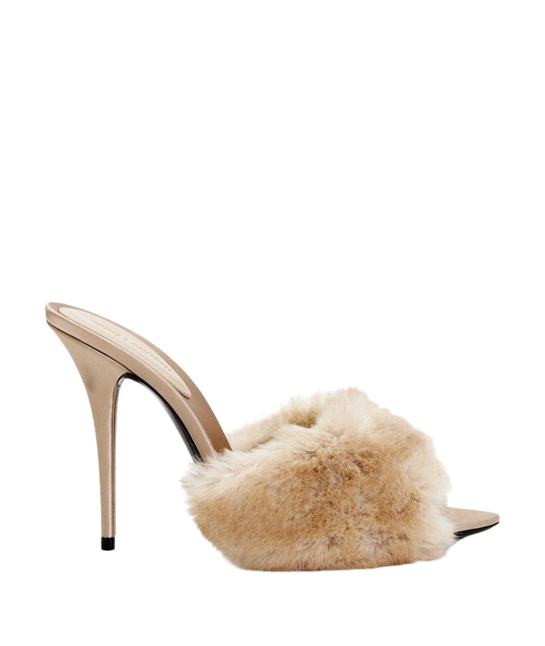 SAINT LAURENT Бежевые кожаные босоножки, фото 1