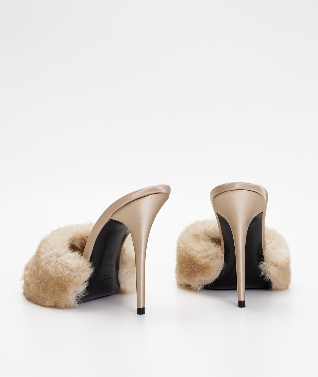 SAINT LAURENT Бежевые кожаные босоножки, фото 3