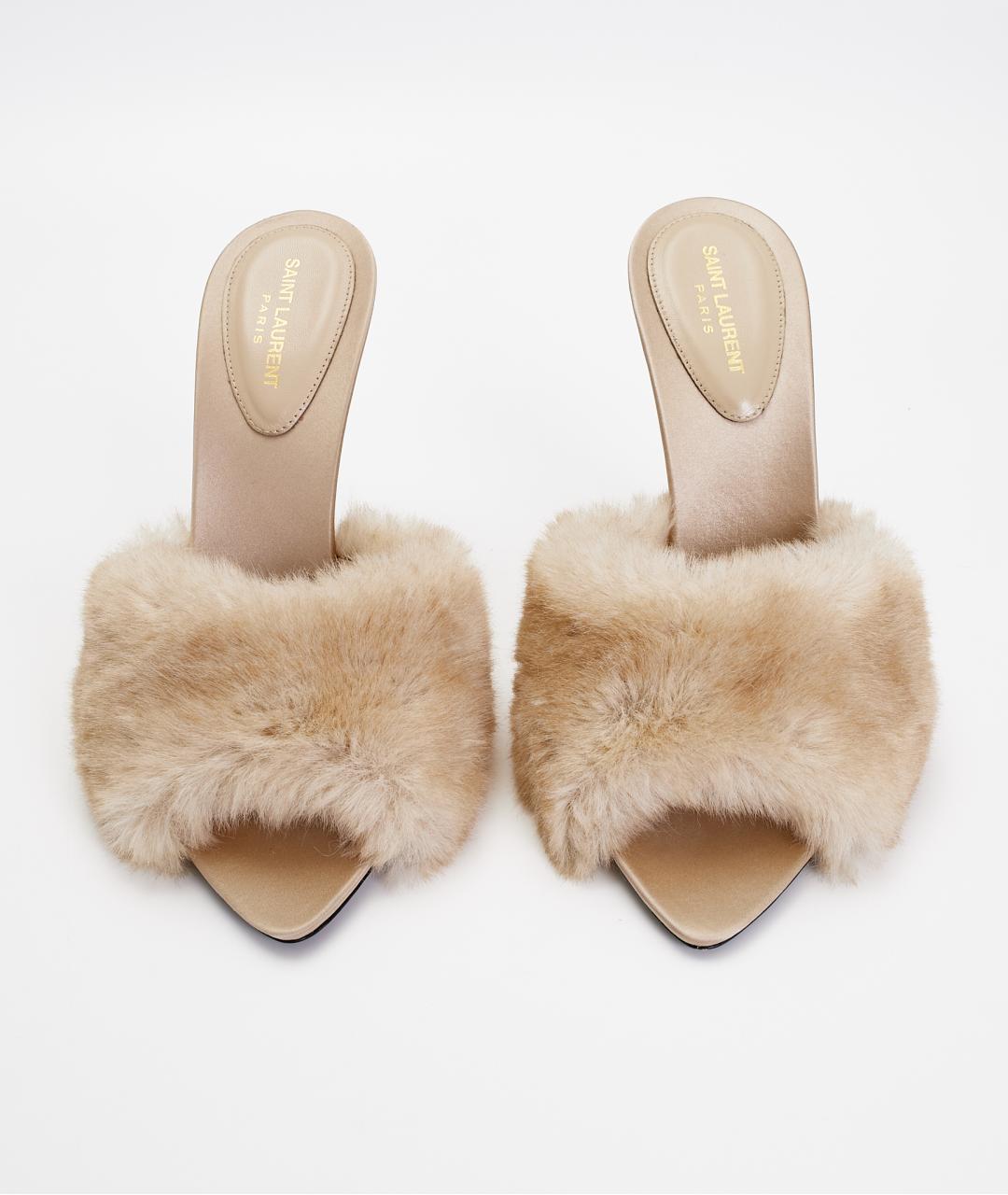 SAINT LAURENT Бежевые кожаные босоножки, фото 4