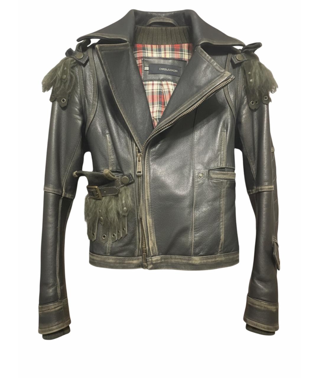 DSQUARED2 Коричневая кожаная куртка, фото 1