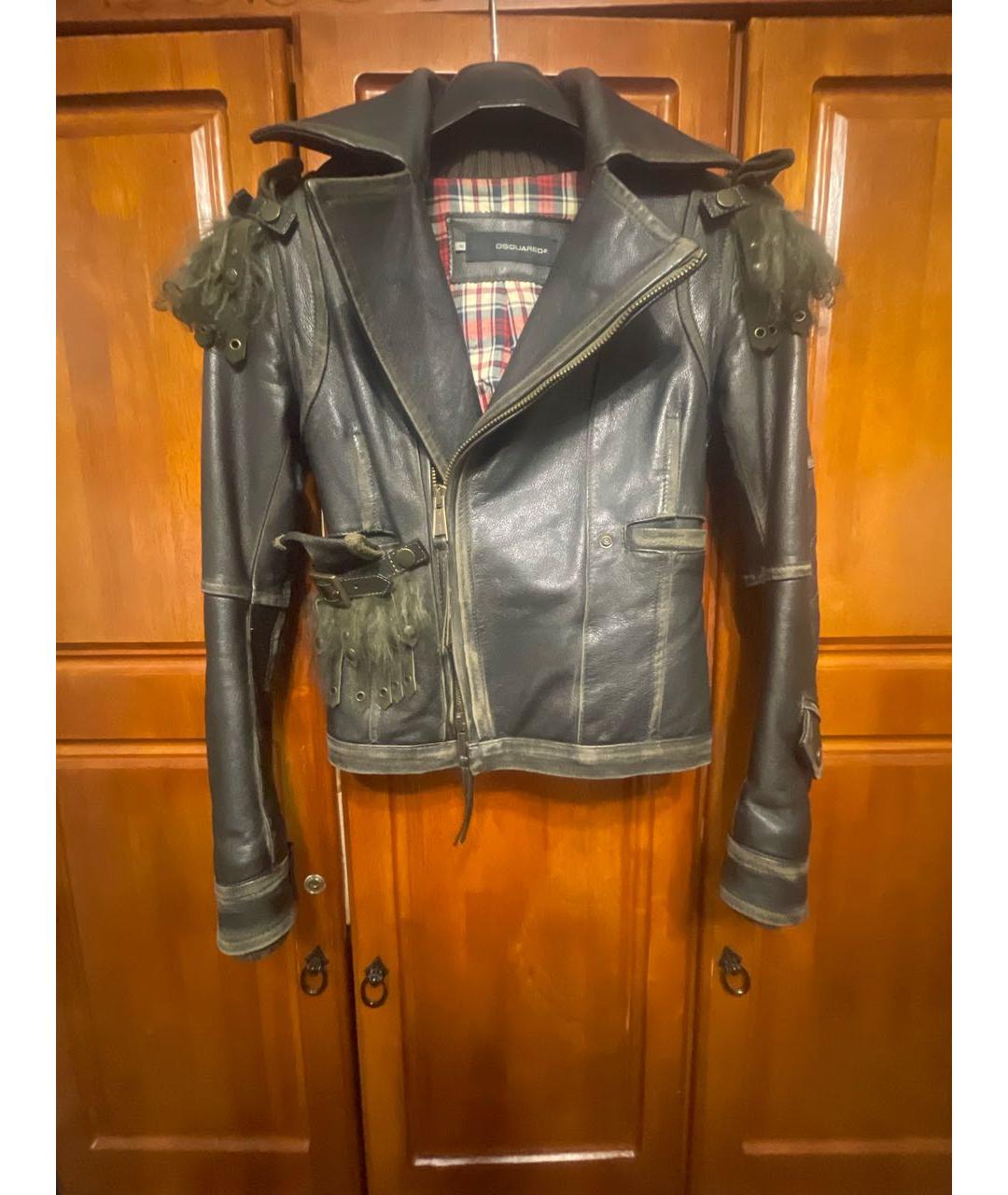 DSQUARED2 Коричневая кожаная куртка, фото 9