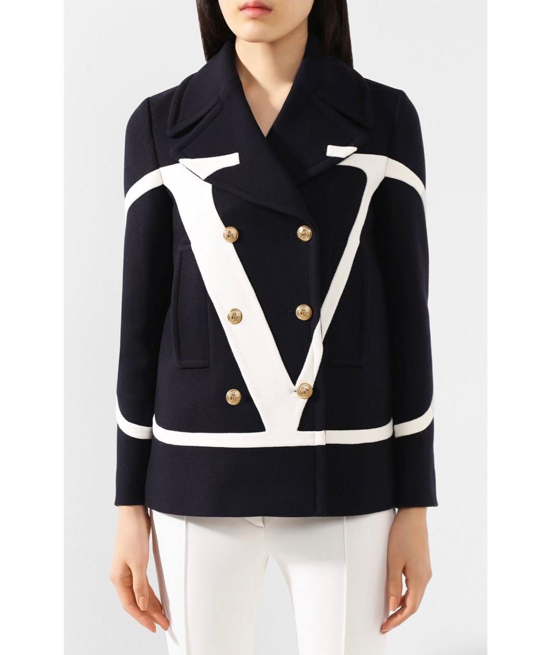 VALENTINO Темно-синее шерстяное пальто, фото 3