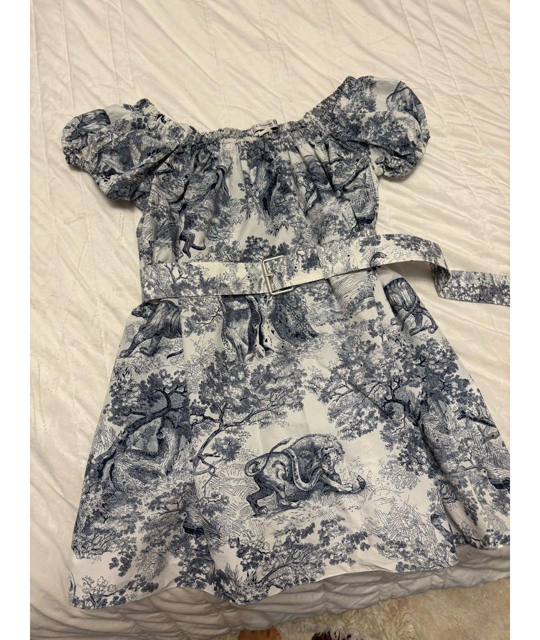 CHRISTIAN DIOR Голубое хлопковое повседневное платье, фото 4