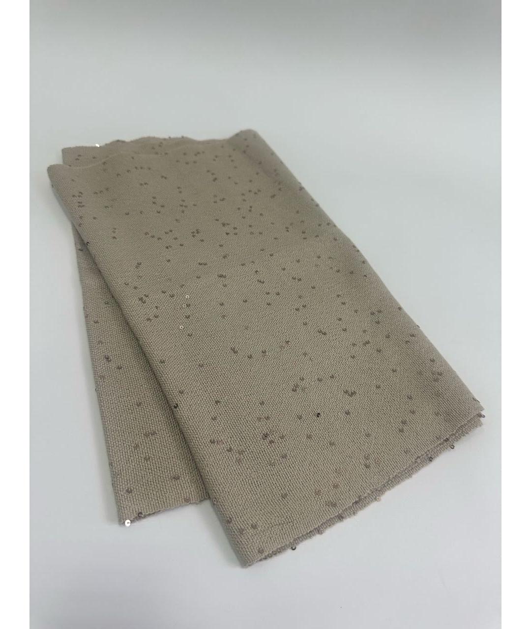 BRUNELLO CUCINELLI Бежевый кашемировый платок, фото 9