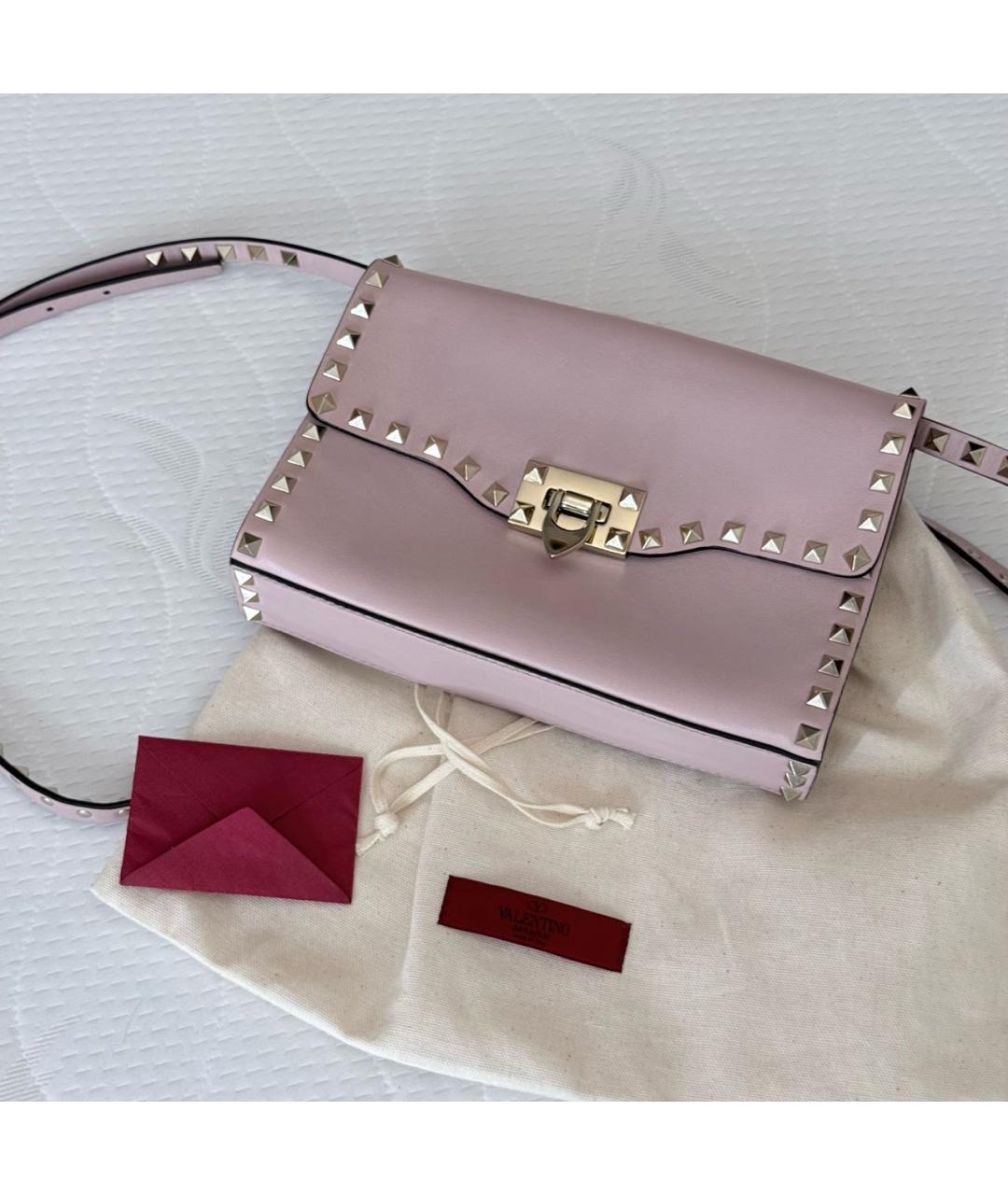VALENTINO Розовая кожаная сумка через плечо, фото 4