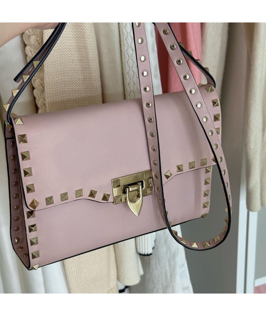 VALENTINO Розовая кожаная сумка через плечо, фото 2