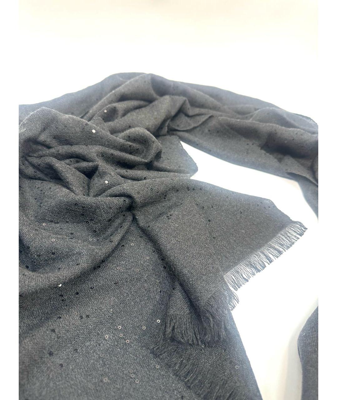 BRUNELLO CUCINELLI Черный кашемировый платок, фото 5