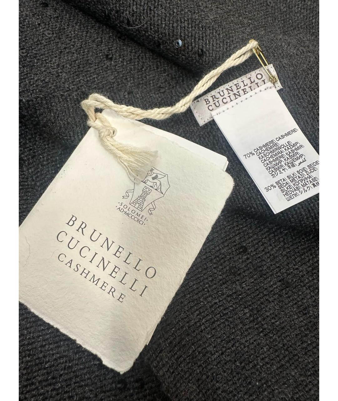 BRUNELLO CUCINELLI Черный кашемировый платок, фото 3