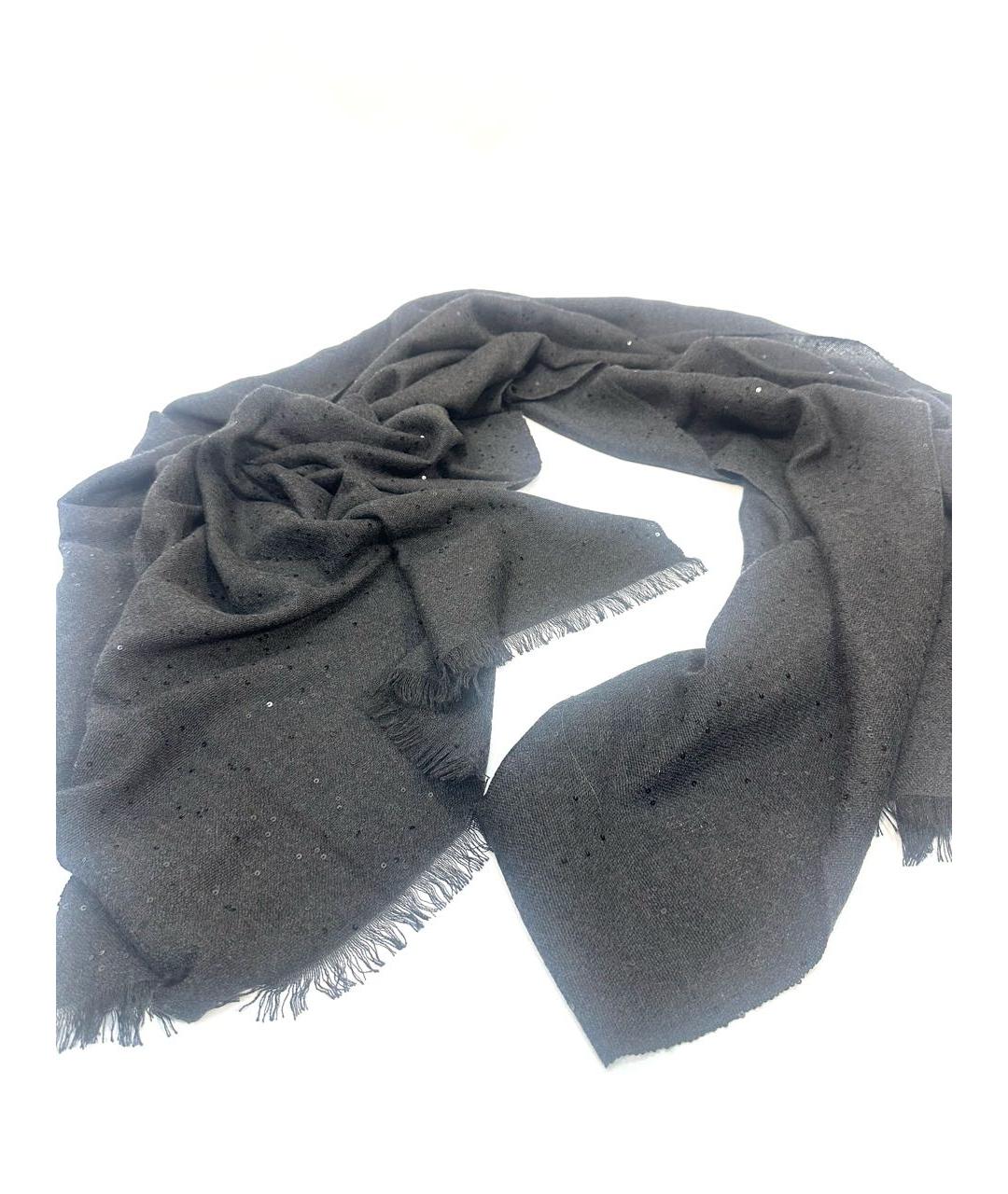 BRUNELLO CUCINELLI Черный кашемировый платок, фото 2