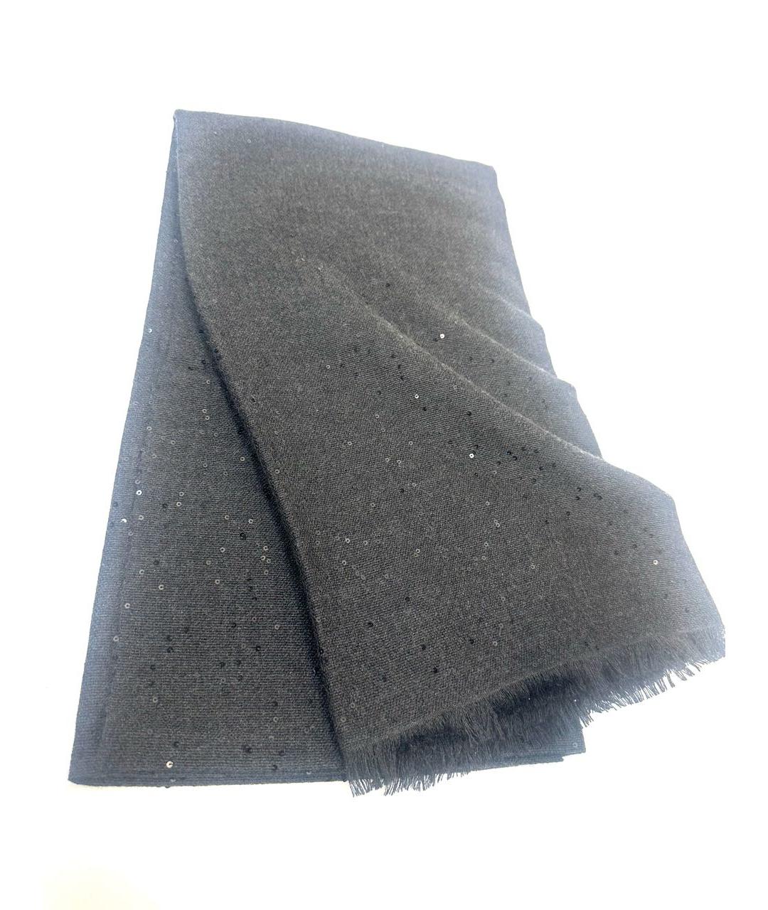 BRUNELLO CUCINELLI Черный кашемировый платок, фото 6