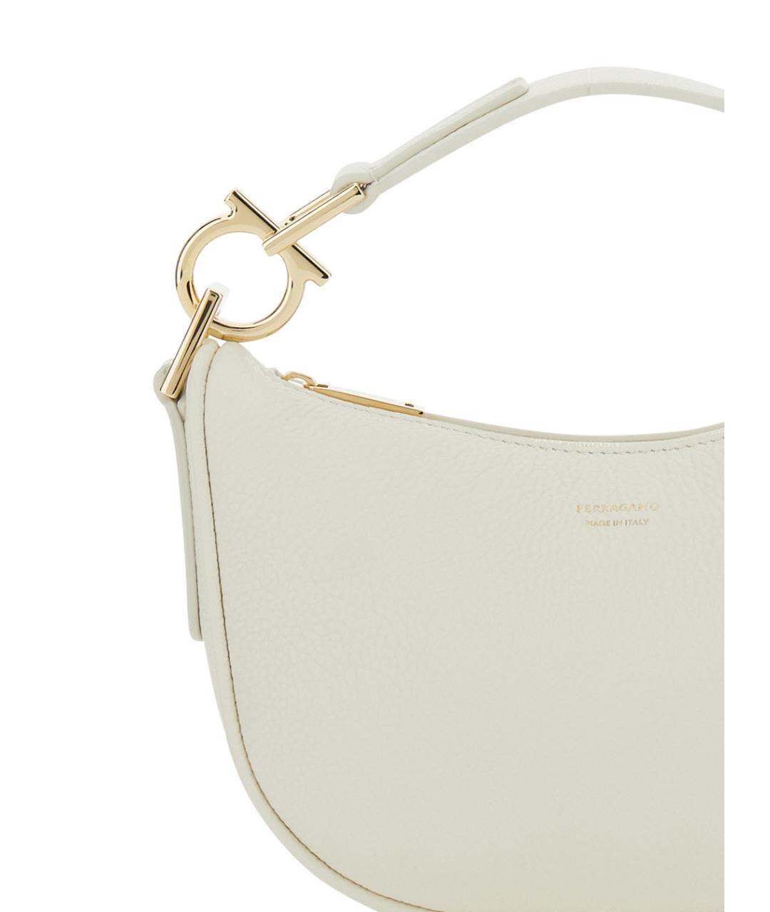 FERRAGAMO Белая кожаная сумка через плечо, фото 3
