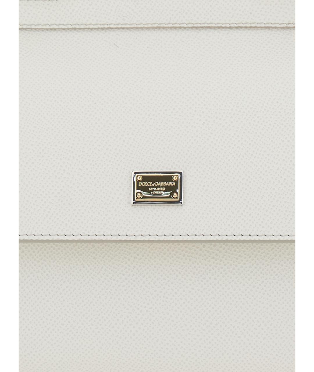 DOLCE&GABBANA Белая кожаная сумка с короткими ручками, фото 3