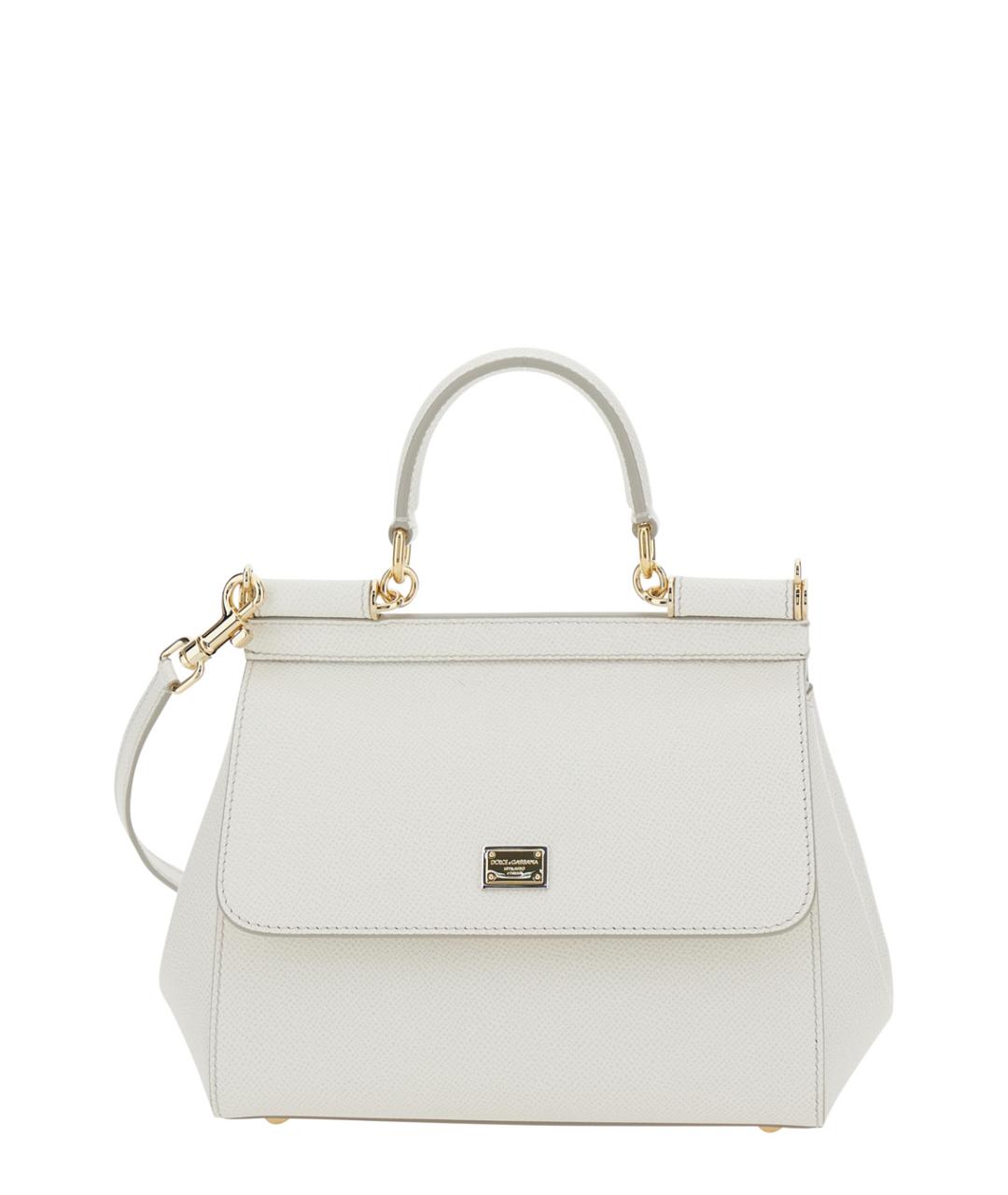 DOLCE&GABBANA Белая кожаная сумка с короткими ручками, фото 1