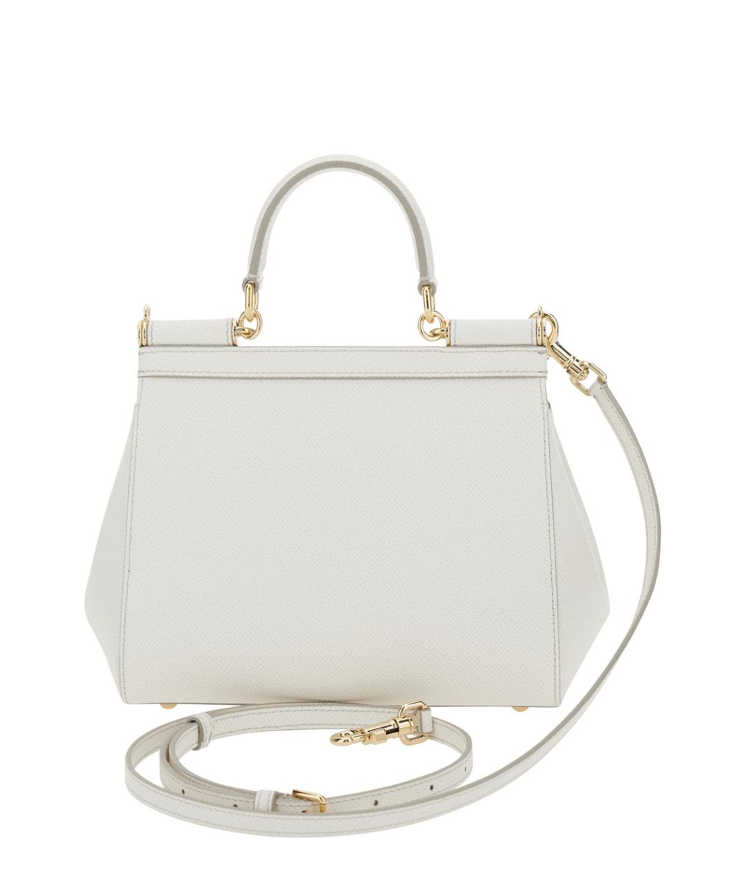 DOLCE&GABBANA Белая кожаная сумка с короткими ручками, фото 2