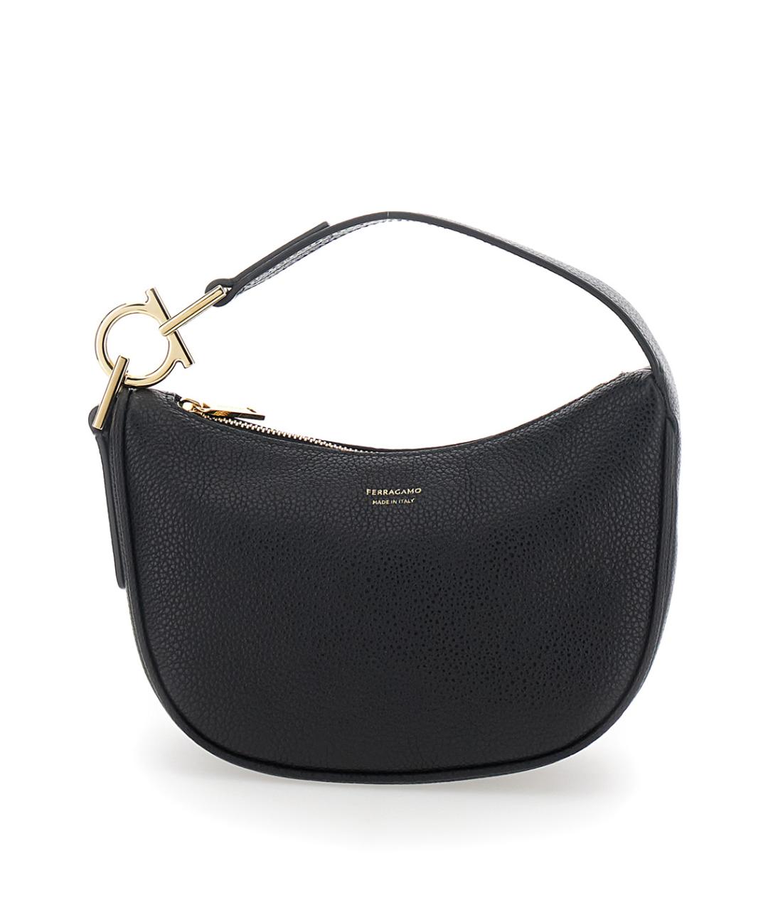 FERRAGAMO Черная кожаная сумка через плечо, фото 1