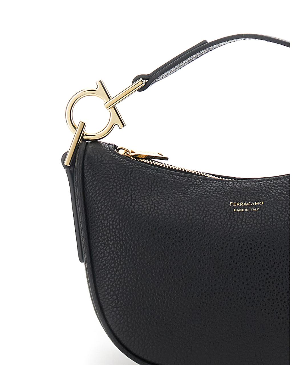 FERRAGAMO Черная кожаная сумка через плечо, фото 3