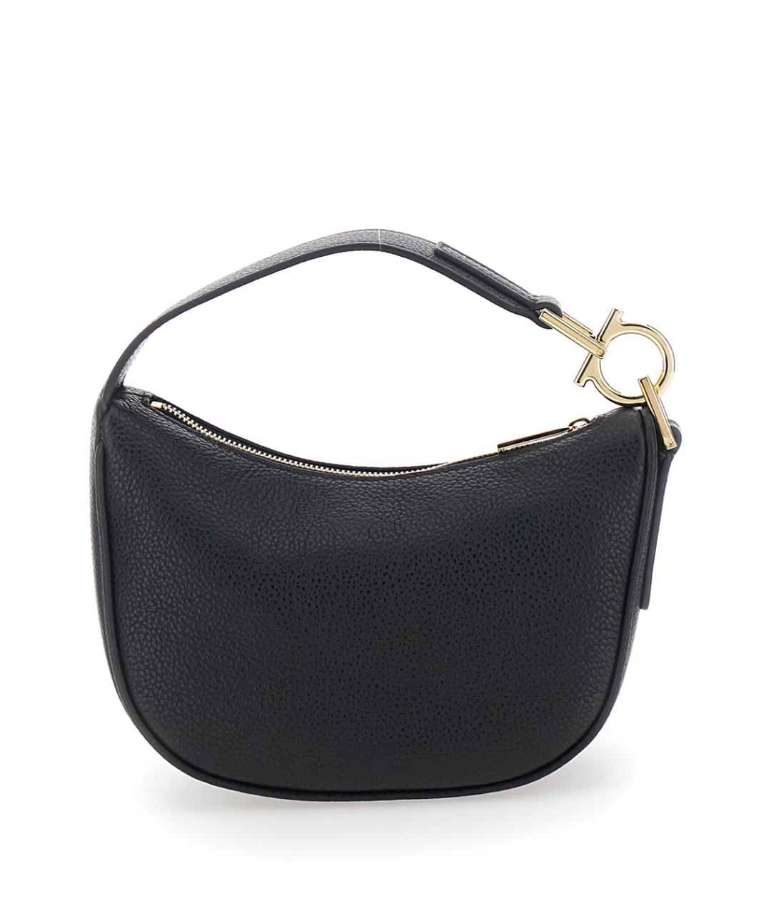 FERRAGAMO Черная кожаная сумка через плечо, фото 2