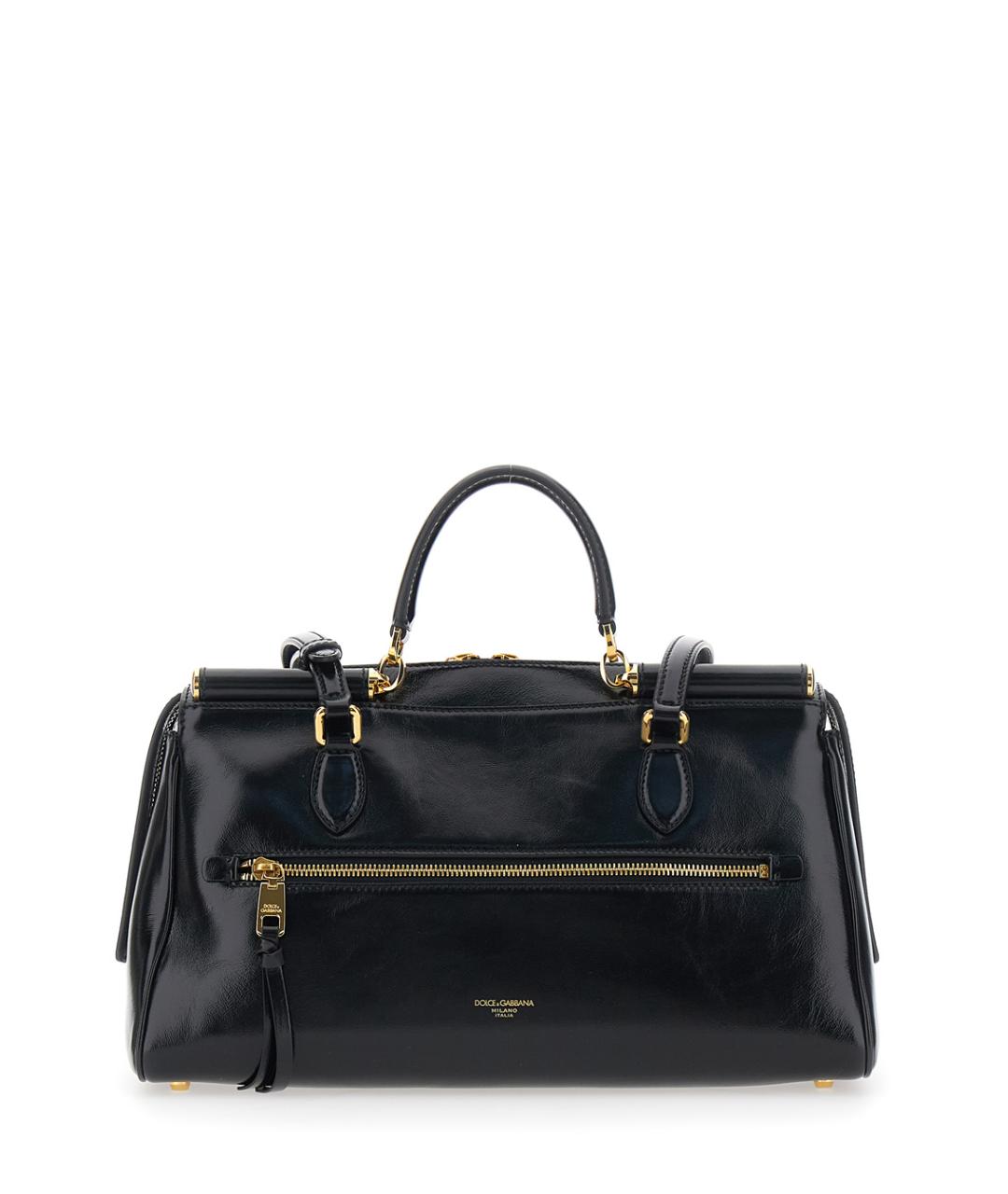 DOLCE&GABBANA Черная кожаная сумка тоут, фото 2