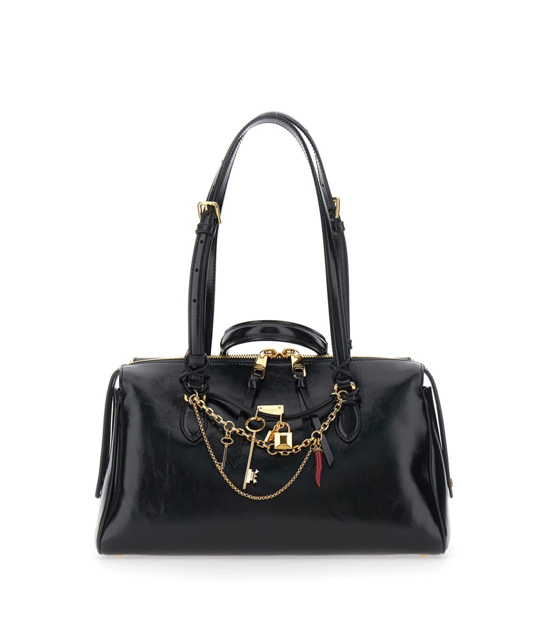 DOLCE&GABBANA Черная кожаная сумка тоут, фото 4