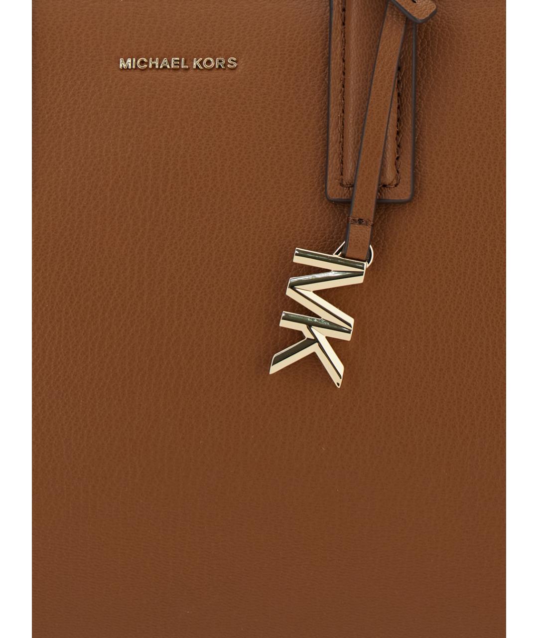 MICHAEL MICHAEL KORS Коричневая кожаная сумка с короткими ручками, фото 3