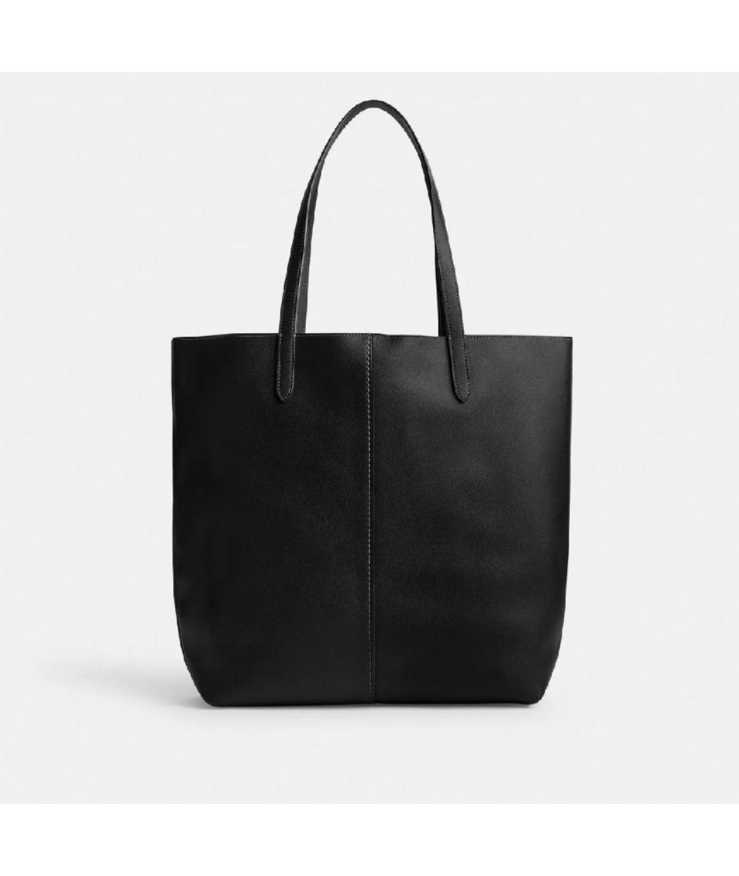 COACH Черная кожаная сумка тоут, фото 3