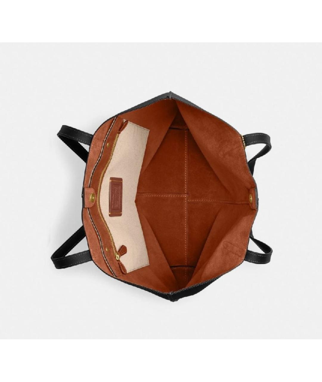 COACH Черная кожаная сумка тоут, фото 4