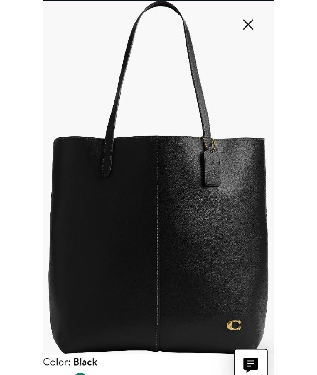 COACH Черная кожаная сумка тоут, фото 9