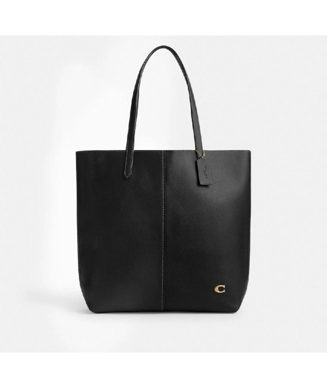 COACH Черная кожаная сумка тоут, фото 10