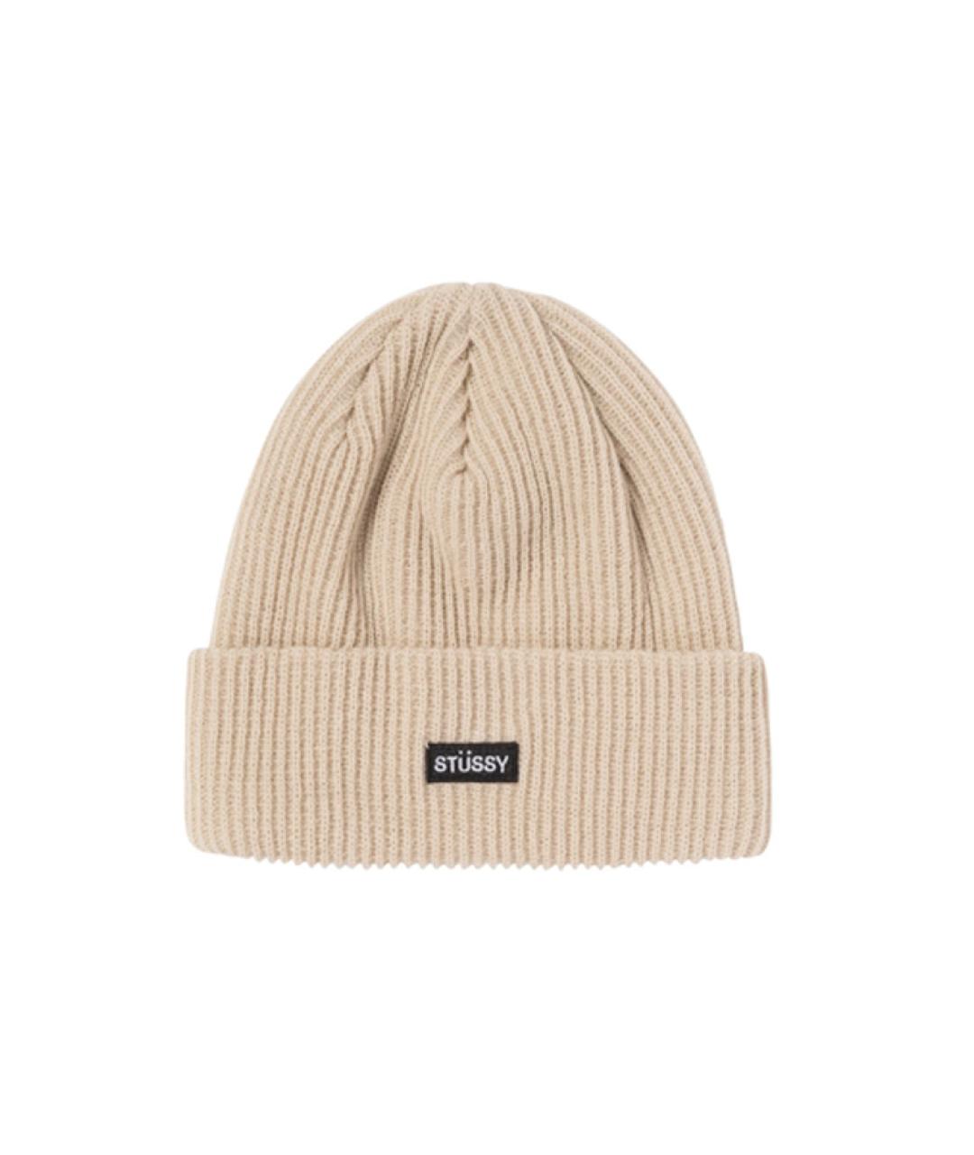 STUSSY Бежевая синтетическая шапка, фото 1