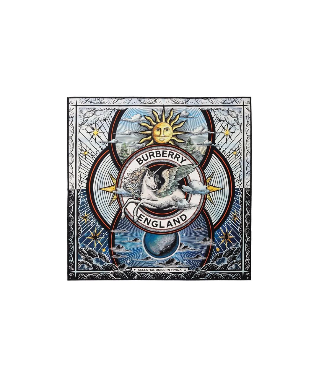 BURBERRY Синий шелковый шарф, фото 1