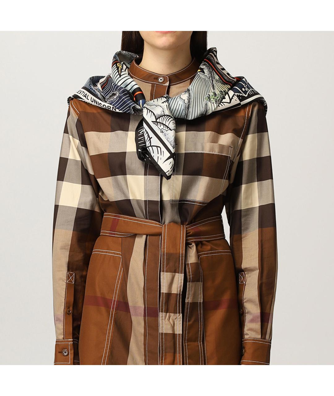 BURBERRY Синий шелковый шарф, фото 4