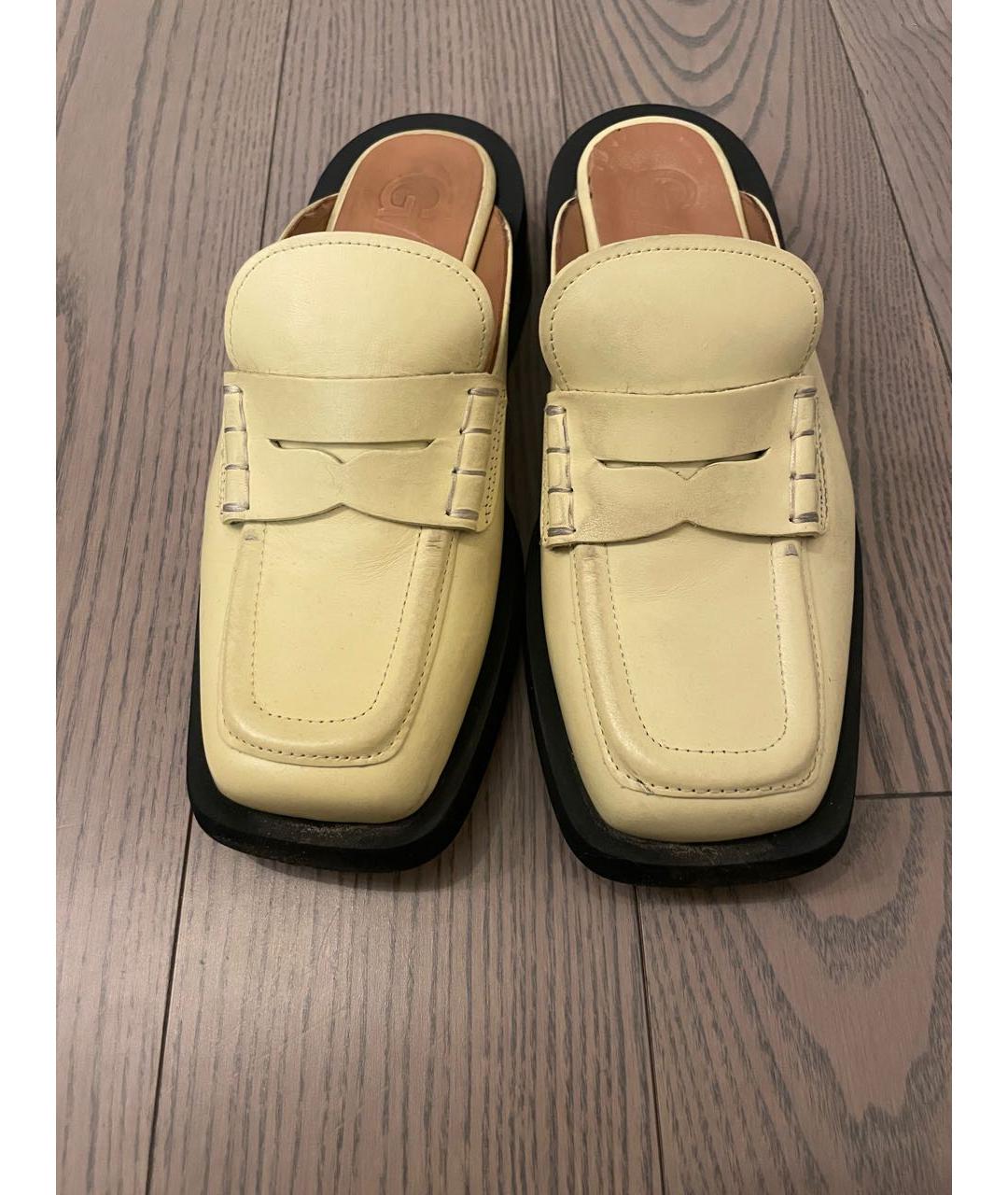 GANNI Желтые кожаные мюли, фото 2