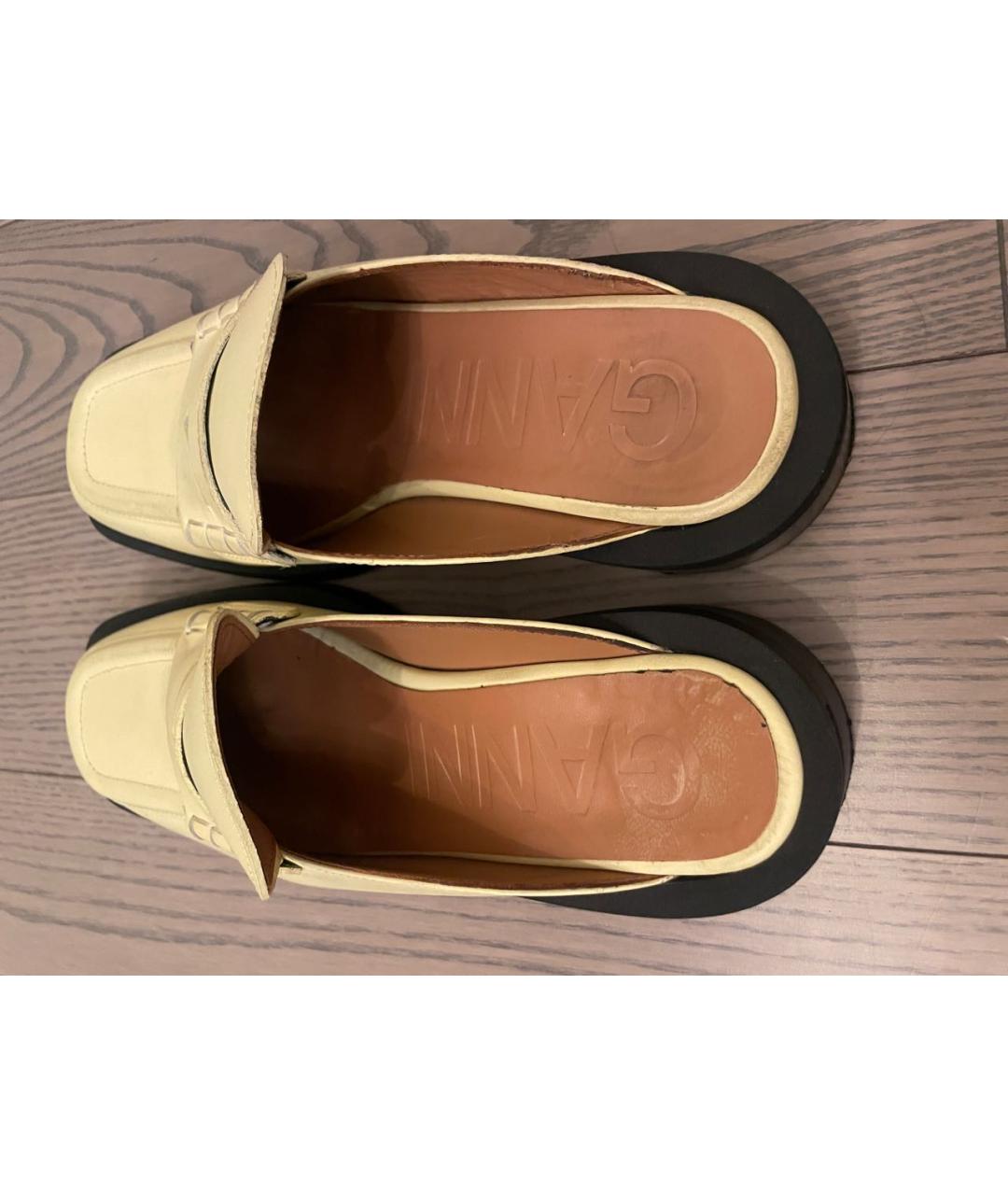 GANNI Желтые кожаные мюли, фото 3
