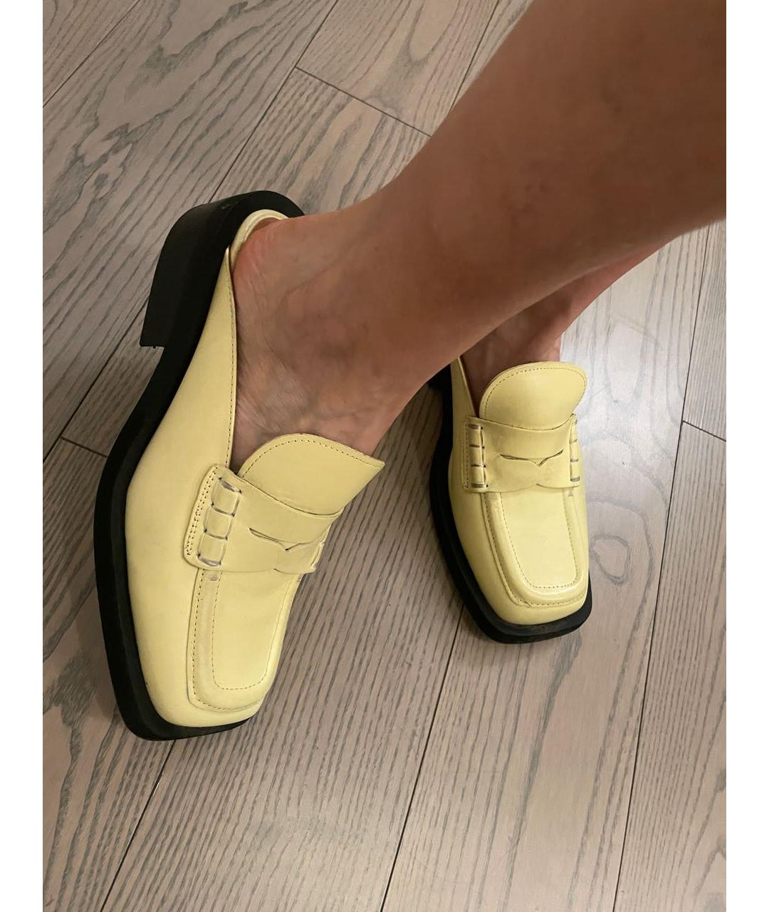 GANNI Желтые кожаные мюли, фото 5