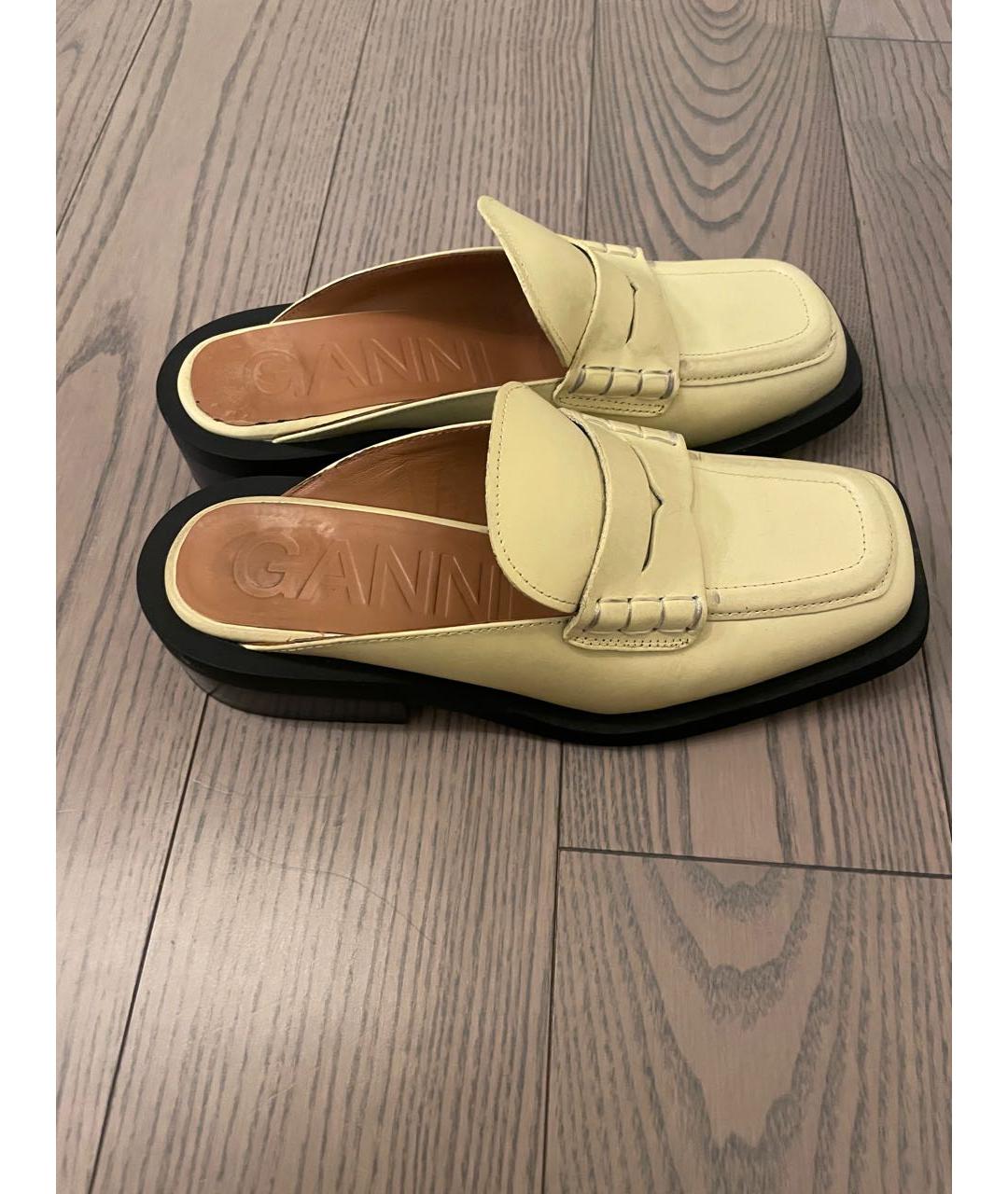 GANNI Желтые кожаные мюли, фото 6
