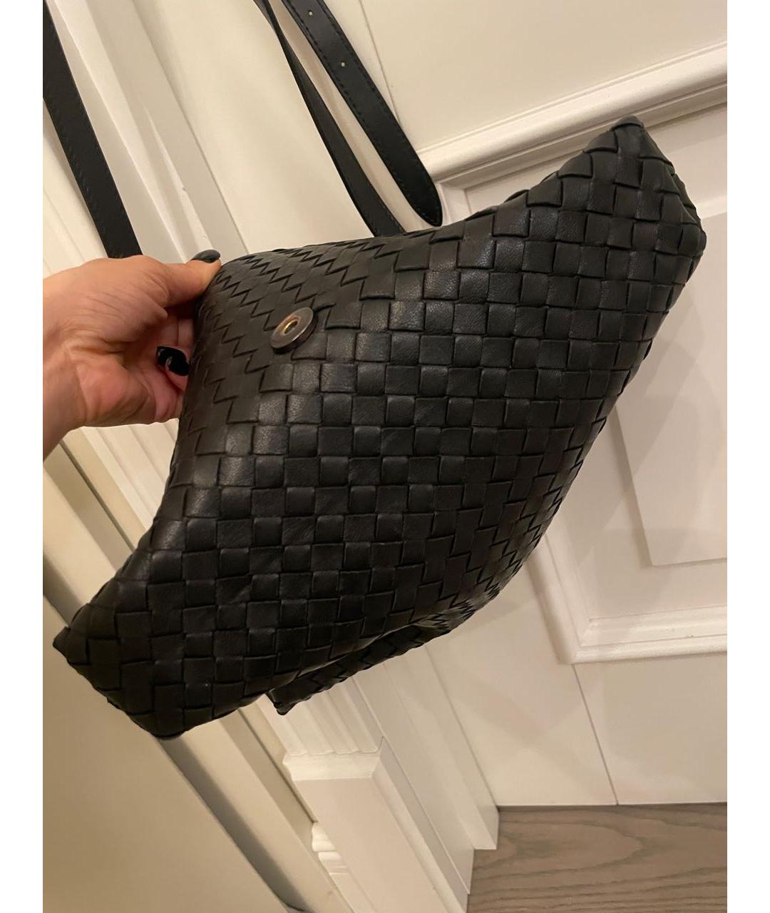 BOTTEGA VENETA Черная кожаная сумка через плечо, фото 7
