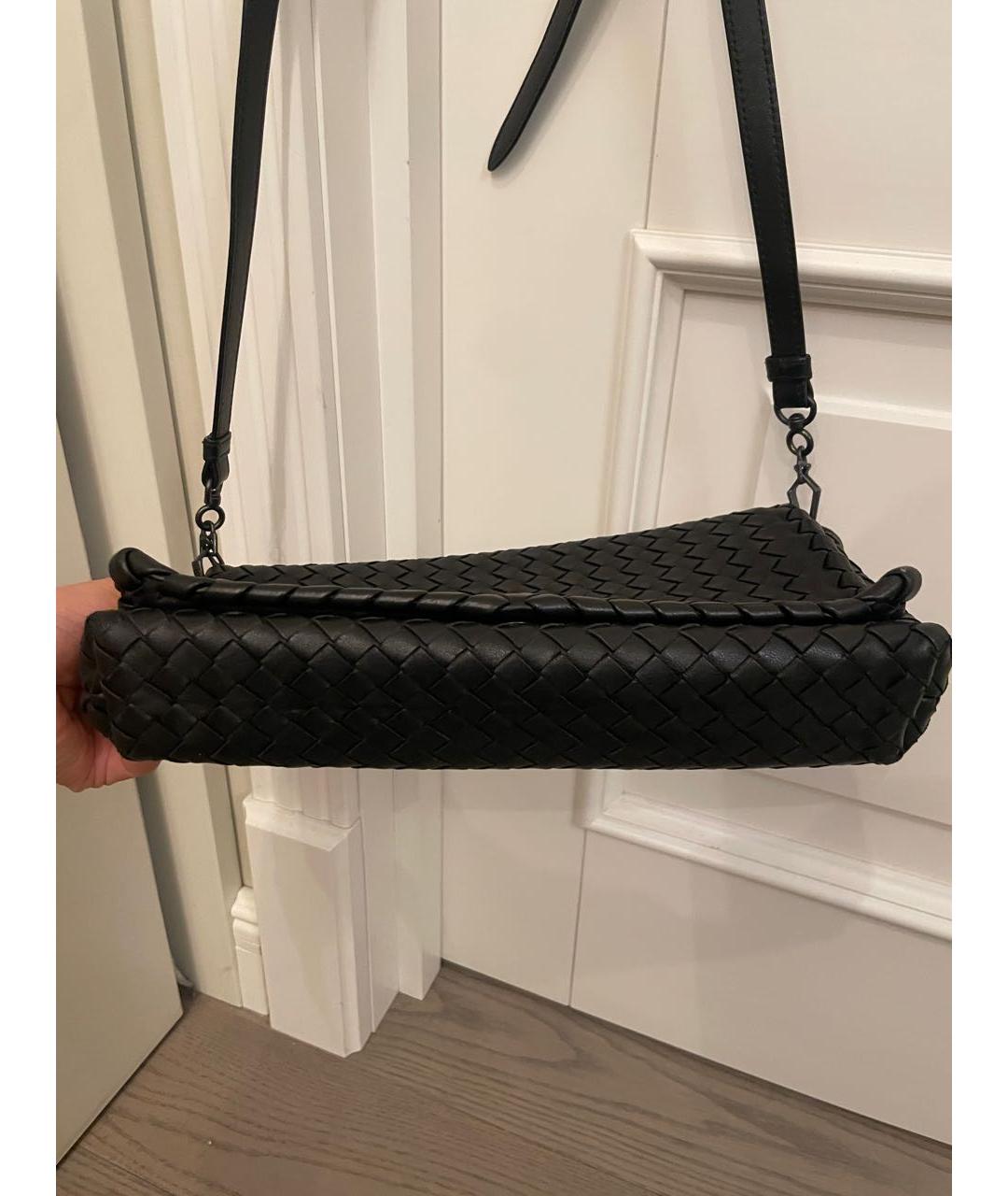 BOTTEGA VENETA Черная кожаная сумка через плечо, фото 5
