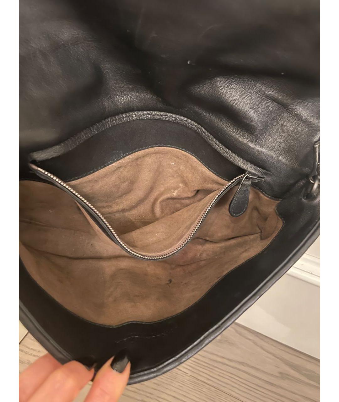 BOTTEGA VENETA Черная кожаная сумка через плечо, фото 4