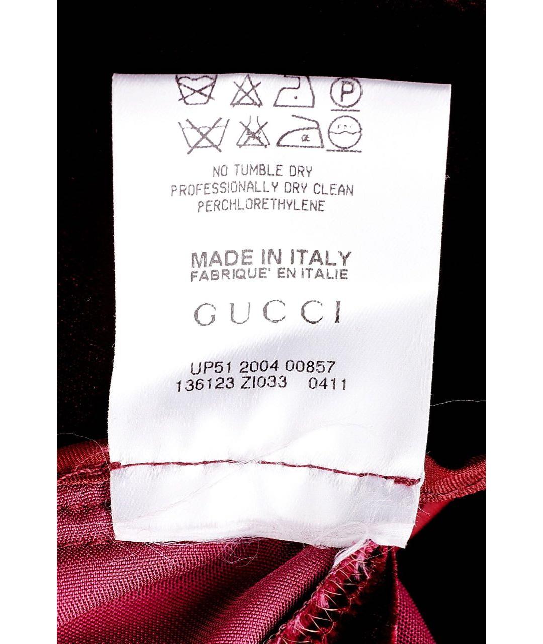 GUCCI Бордовые вискозные прямые брюки, фото 6