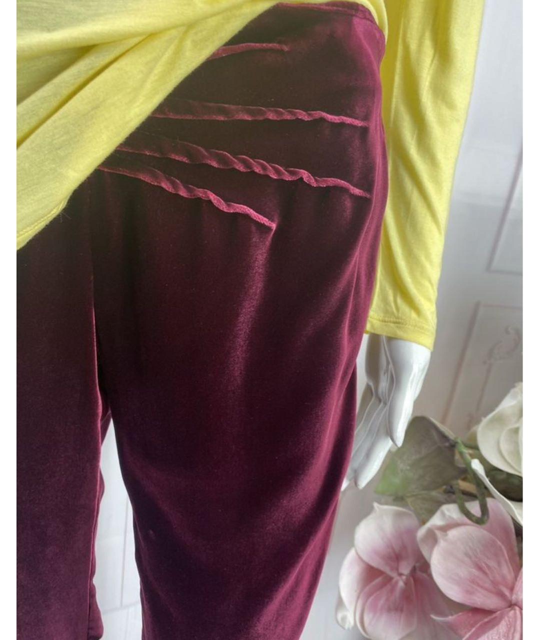 GUCCI Бордовые вискозные прямые брюки, фото 7