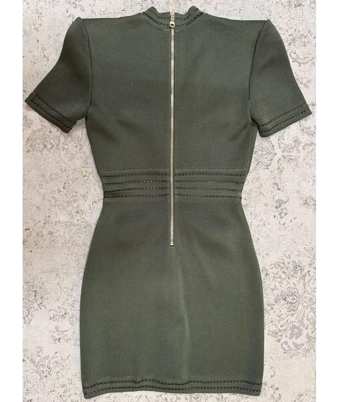 BALMAIN Хаки вискозное вечернее платье, фото 2