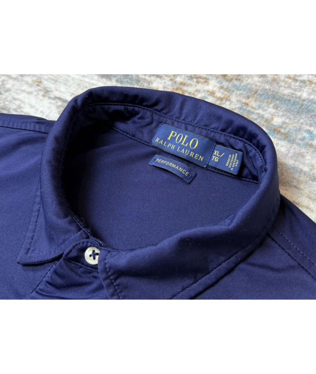 POLO RALPH LAUREN Синее синтетическое поло с коротким рукавом, фото 3