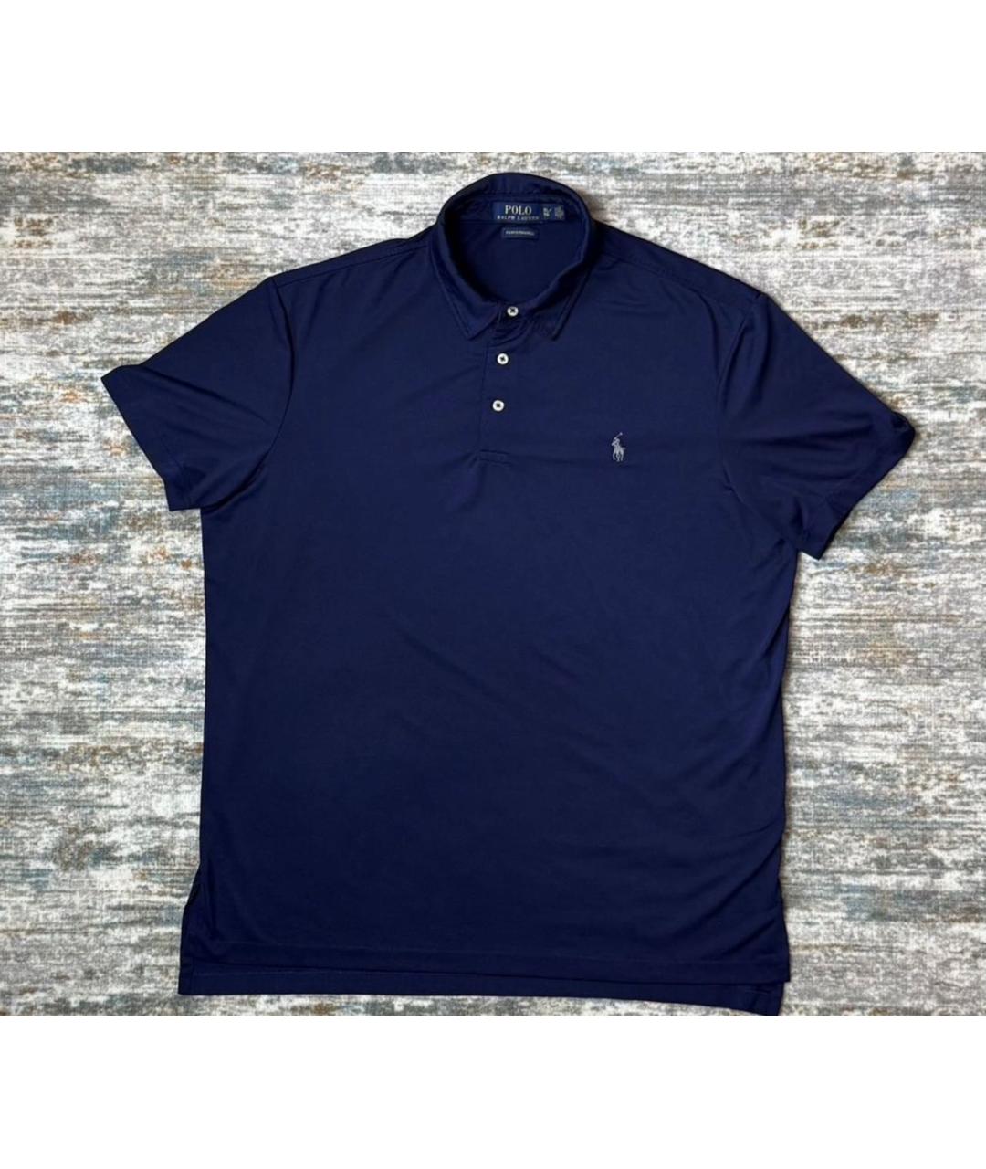 POLO RALPH LAUREN Синее синтетическое поло с коротким рукавом, фото 6