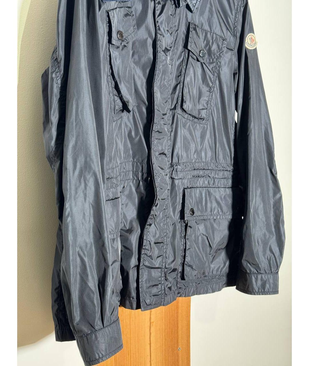 MONCLER Темно-синий полиамидовый тренч / плащ, фото 7
