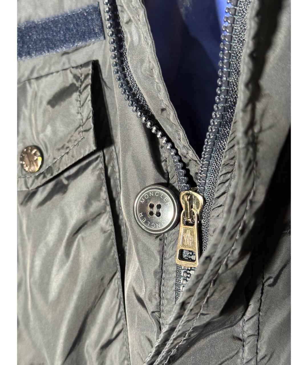 MONCLER Темно-синий полиамидовый тренч / плащ, фото 4
