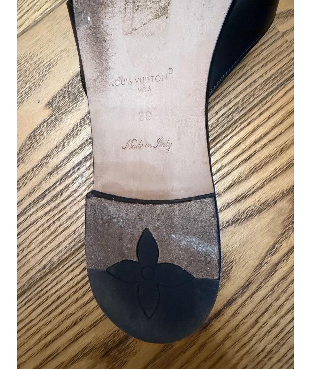 LOUIS VUITTON Черные кожаные шлепанцы, фото 4